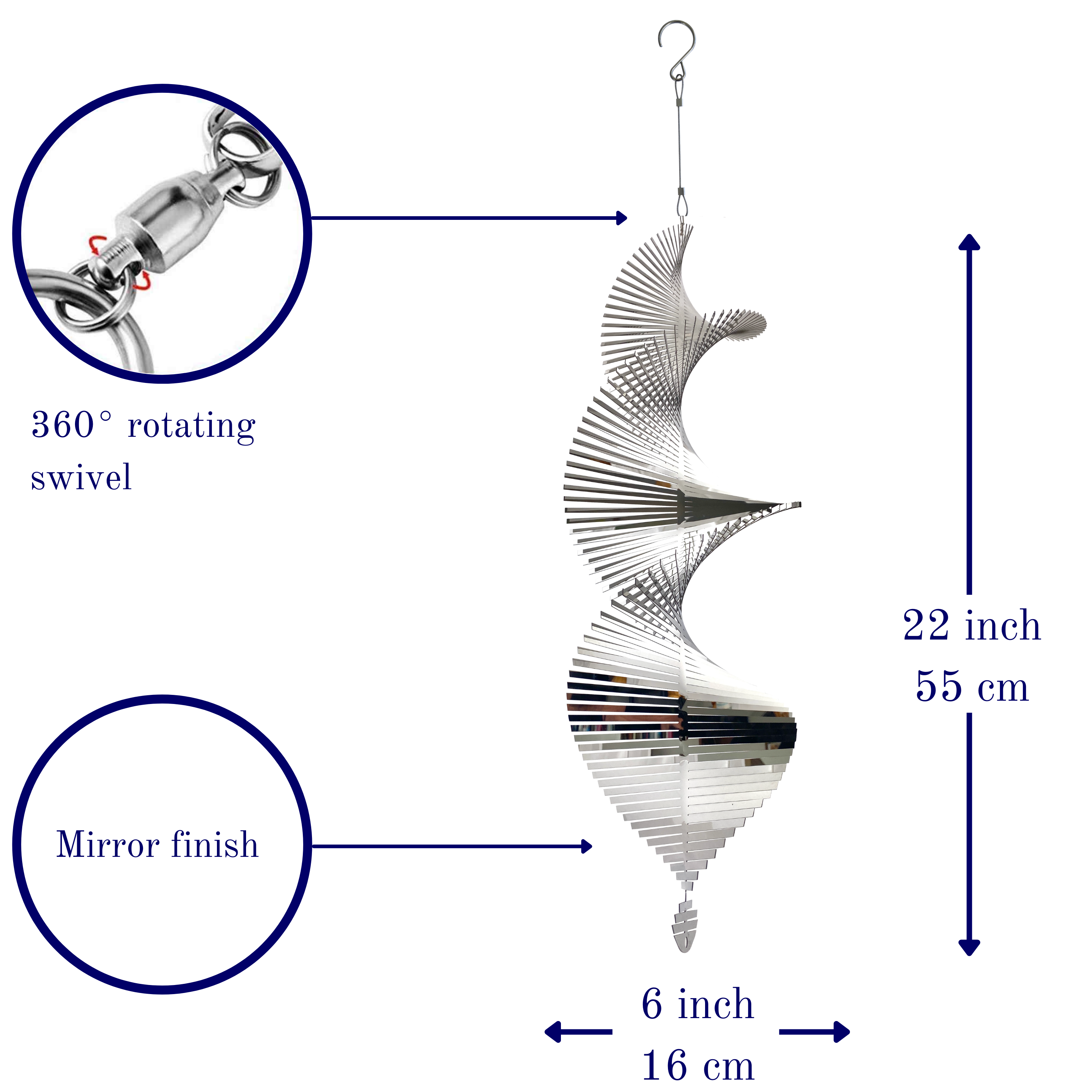 Giant Helix Wind Spinner - Silver - Beauty and the Wind